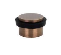 EVI Herrajes | Butée De Porte Adhésive | Ø28x20mm | Laiton Finition Cuir Vieilli | Caoutchouc Noir | Double fixation, vis incluse | 100% fonctionnel | Mod. I-103DUALCU
