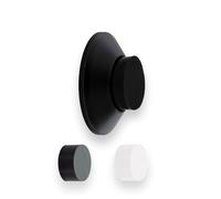 Evi Herrajes Butée de porte adhésive 35 x 15 mm Acier inoxydable laqué noir Forme conique Deux caoutchoucs inclus Installation adhésive ou vis