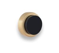 EVI Herrajes | Butée De Porte Adhésive Pour Mur/PoignéE | 24 x 14 mm | Caoutchouc Noir | Laiton Mat | Outils, Vis + Cheville De Fixation Compris | Mod. I-20524TPMLMT
