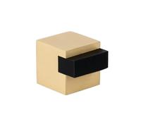 EVI Herrajes | Butée de porte au sol - Design carré | 20 x 20 mm | Laiton mat - Caoutchouc noir | Fixation adhésive | I-197/20