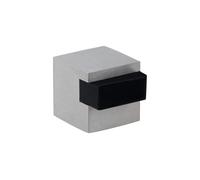 EVI Herrajes | Butée de porte au sol - Design carré | 25 x 20 mm | Acier inoxydable - Caoutchouc noir | Fixation adhésive | I-197/20