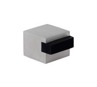 EVI Herrajes | Butée de porte au sol - Design carré | 25 x 25 mm | Acier inoxydable - Caoutchouc noir | Fixation adhésive | I-197/25
