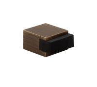 EVI Herrajes | Butées pour portes au sol - Design carré | 20 x 14 mm | Laiton vieilli cuir - Caoutchouc noir | Fixation adhésive | I-197/14