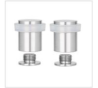EVI Herrajes Lot de 2 butées de porte | 25 x 27 mm | base filetée | caoutchouc blanc | acier inoxydable | vis + bouchon de fixation | modèle 040811BCBAM