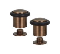 EVI Herrajes Lot de 2 butées de porte avec base filetée en caoutchouc noir en silicone naturel | laiton | Comprend cheville + vis
