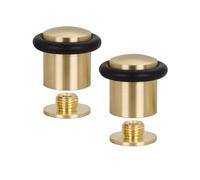 EVI Herrajes Lot de 2 butées de porte avec base filetée en caoutchouc noir en silicone naturel | laiton | Comprend cheville + vis