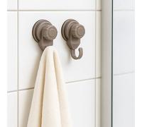 EVIDECO Lot de 2 crochets à ventouse sous vide pour douche, cuisine, luffa, brun clair, polypropelène/ABS/PVC, 4,6 x 3,6 x 8,6 cm (H x l x H)