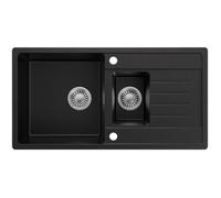 Évier 1,5 bac - CECIPA MAX - 86x45cm - Granit - Noir - Égouttoir réversible