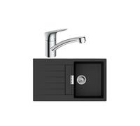 Evier 1 bac 840 S52 synthèse noir + robinet de cuisine HANSGROHE Logis M31 120 chromé