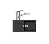 Evier 1 bac 980 S52 synthèse noir + robinet de cuisine HANSGROHE Logis M31 120 chromé