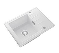 Évier 1 bac - CECIPA MAX - 60x46CM - Égouttoir réversible - Blanc brillant - À poser (meuble 45 cm)