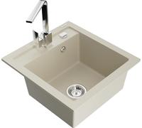 Évier 1 bac en granit Vito avec mitigeur Rita, beige (6503-69-670300-00)
