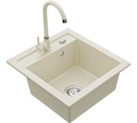Évier 1 bac en granit Vito avec mitigeur Telma, beige (6503-69-670200-69)
