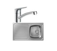 Evier 1 bac HANSGROHE S21 inox + robinet de cuisine HANSGROHE Logis M31 120 chromé