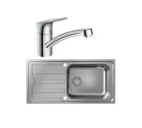 Evier 1 bac HANSGROHE S44 inox + robinet de cuisine HANSGROHE Logis M31 120 chromé