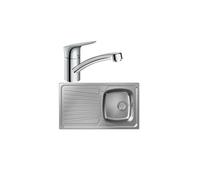 Evier 1 bac S21 inox + robinet de cuisine HANSGROHE Logis M31 120 chromé