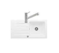 Evier 1 bac VILLEROY ET BOCH Architectura 60 vidage auto + Robinet de cuisine Como Acier Massif
