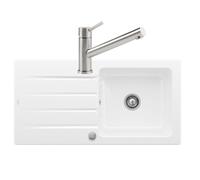 Evier 1 bac VILLEROY ET BOCH Architectura 60 vidage auto + Robinet de cuisine Como Acier Massif