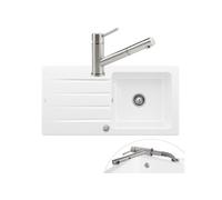 Evier 1 bac VILLEROY ET BOCH Architectura 60 vidage auto + Robinet de cuisine Como Shower Window Acier Massif