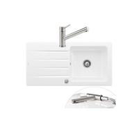 Evier 1 bac VILLEROY ET BOCH Architectura 60 vidage auto + Robinet de cuisine Como Window Acier Massif