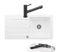 Evier 1 bac VILLEROY ET BOCH Architectura 60 vidage auto + Robinet de cuisine Como Window Anthracite