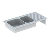 Geberit – Évier Romans 6900 – 120 x 60 – 2 cuves + 1 égouttoir – Blanc