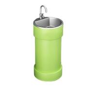 Évier à colonne rond vert fluo - Lavabo élégant en métal pour salle de bain design créatif coloré autonome avec évier en acier inoxydable durable