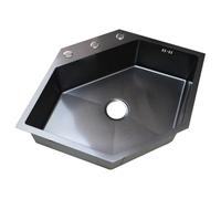 Évier à cuve unique en acier inoxydable Diamond fabriqué à la main, bassin sous plan avec drainage hexagonal et kit d'accessoires complet(A,70 * 50CM)