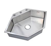 Évier à cuve unique en acier inoxydable Diamond fabriqué à la main, bassin sous plan avec drainage hexagonal et kit d'accessoires complet(B,84 * 55CM)