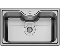 Évier à encastrer 1 bac en acier inoxydable satiné BACHACHE 80x50 cm avec bonde et siphon