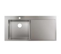 Evier à encastrer 1 bac HANSGROHE S71 450 avec égouttoir à droite avec vidage manuel inox