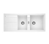 Blanco Évier à encastrer Metra 8 S 80 cm manuel 2 bacs avec siphon Blanc 513260