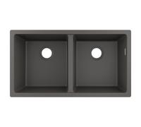 Evier à encastrer sous plan 2 bacs HANSGROHE S51 avec vidage auto gris pierre