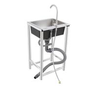 Évier Autoportant Inox 45x40x22cm Robinet 360° Commercial Cuisine | cadre renforcé 110lbs,silencieux,anti-condensation,bonde anti-odeur restaurant,garage,buanderie, jardin, food truck