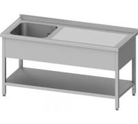Evier avec fond 1200x600x850 mm, avec une cuve à gauche, avec rebord, soudé