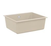 Évier beige 530 x 460 mm en 80 % quartz et 20 % résine, évier en granit avec bonde et kit d'accessoires, résistant aux rayures, résistant à la chaleur, idéal pour cuisine, jardin, camping, atelier