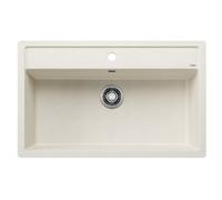 BLANCO DALAGO 8-F Évier en granit blanc doux, type de montage : à ras bord, pour armoires inférieures de 80 cm de large, grand volume de bassin, surface facile à nettoyer, 80,5 x 50 x 20,2 cm