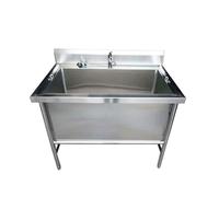 Evier Buanderie Inox Exterieur pour le lavage, Cuve Simple Evier Inox De Cuisine Plonge avec robinet rétractable, Bac à Linge Extra Profond(80X60X80cm/31.4X23.6X31.4in)