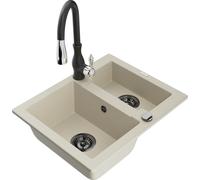Évier Carlos en granit 1,5 avec mitigeur Savita, beige (6518-69-672601-70)