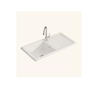 Evier céramique blanc brillant ARKITEKT 1 très grand bac 1 égouttoir