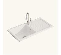 Évier céramique blanc brillant VitrA ARKITEKT 1 très grand bac 1 égouttoir 530x1000