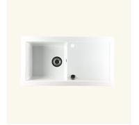 Evier céramique blanc GASPARD 1 bac 1 égouttoir 490x920