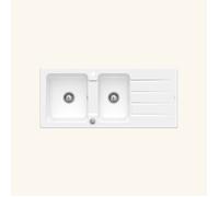 Evier céramique blanc Villeroy & Boch ARCHITECTURA 2 bacs 1 égouttoir 510x1160
