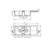 Evier Céramique Encastrable Lingot Blanc 2 Cuves + Egouttoir