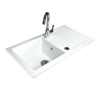 Evier Céramique Encastrable Lingot Blanc XS 1 Cuve + Egouttoir Blanc G