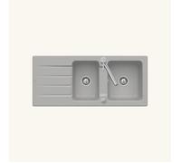 Evier céramique gris fossil Villeroy & Boch ARCHITECTURA 2 bacs 1 égouttoir 510x1160