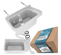 Évier Commercial a Chambre Industriel avec étagère Profond Extérieur Lave-Mains Jardin Garage Buanderie Salle de Bains Usine Monochambre 50 x 34 x 21 cm Blanc