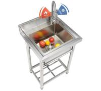 VEVOR Évier utilitaire commercial autoportant inox 1 cuve avec robinet 55 x 50 x 95 cm