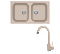 Évier composite cuisine PLADOS modèle PL0862 deux baignoires + mitigeur monocommande Zeus AVENA