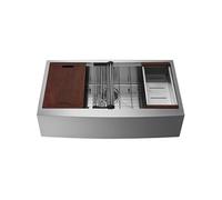 VEVOR Évier Cuisine de Style Campagnard Évier à Encastrer en Acier Inoxydable 304 Une Cuve avec Planche à Découper Égouttoir Filtre Drainage Rapide pour Préparation Cuisine Maison 84 x 56 x 23 cm